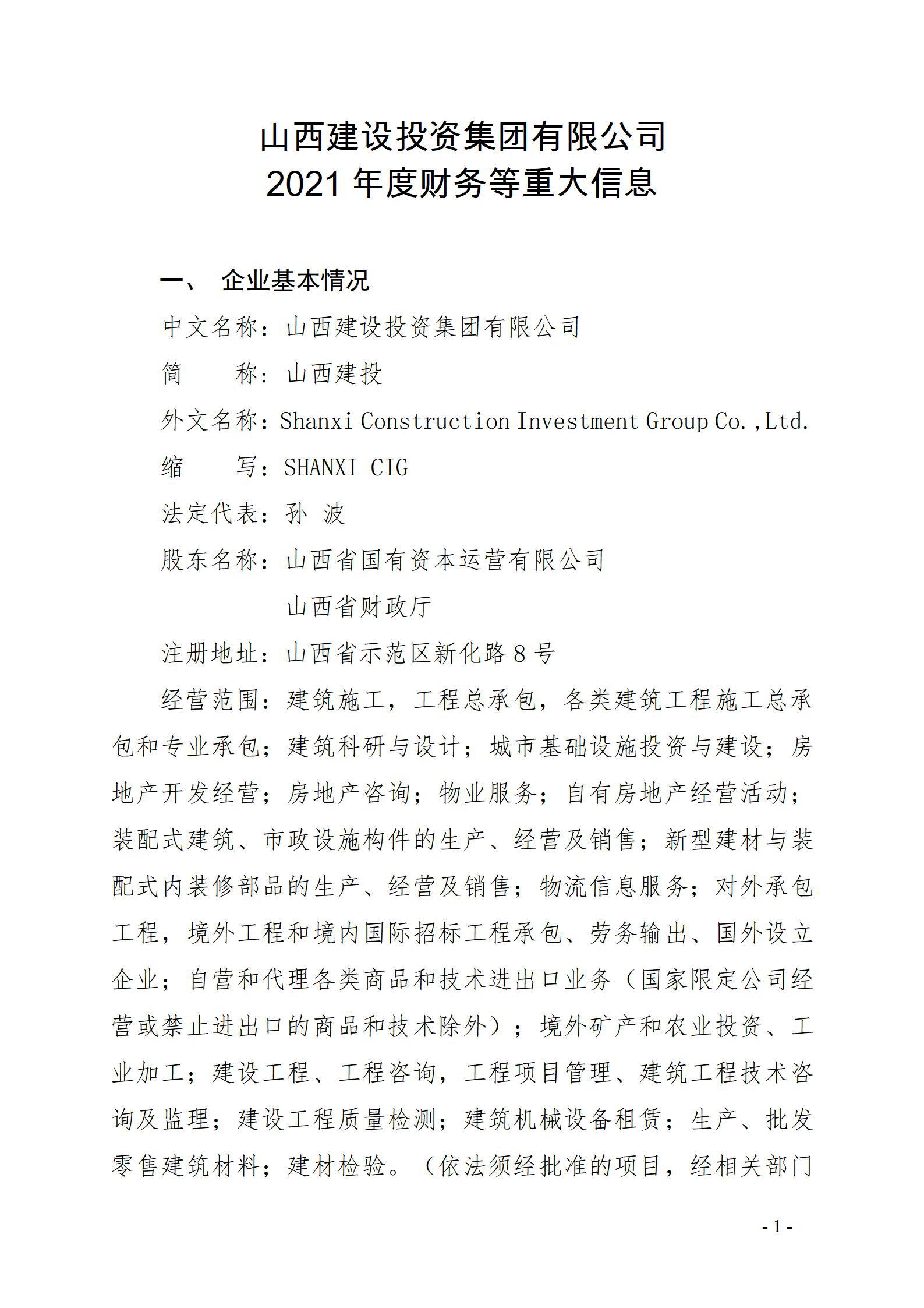 Z6尊龙凯时2021年度财务等重大信息